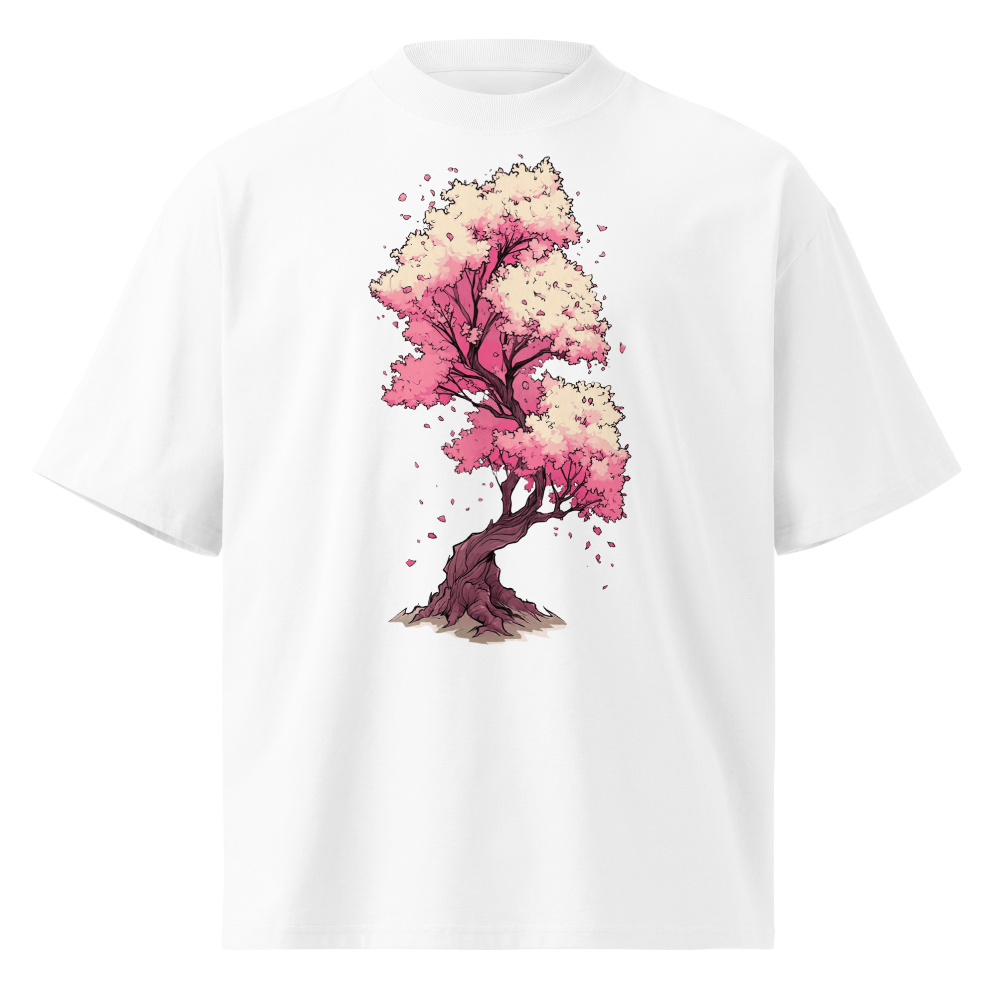Unisex organic oversized high neck - "Kawaii Cherry Blossom Manga" t-shirt