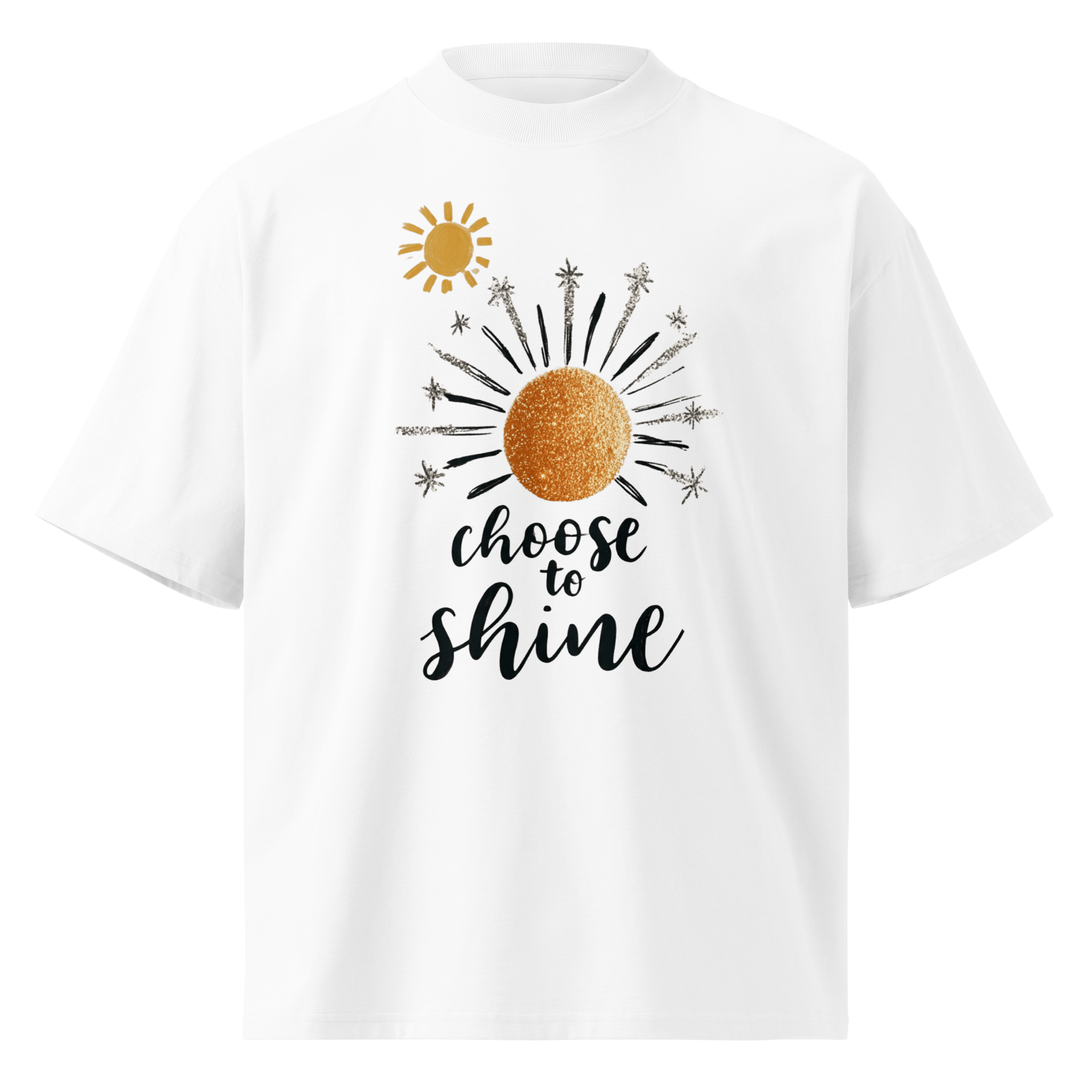 Unisex organic oversized high neck - "choose to shine" t-shirt