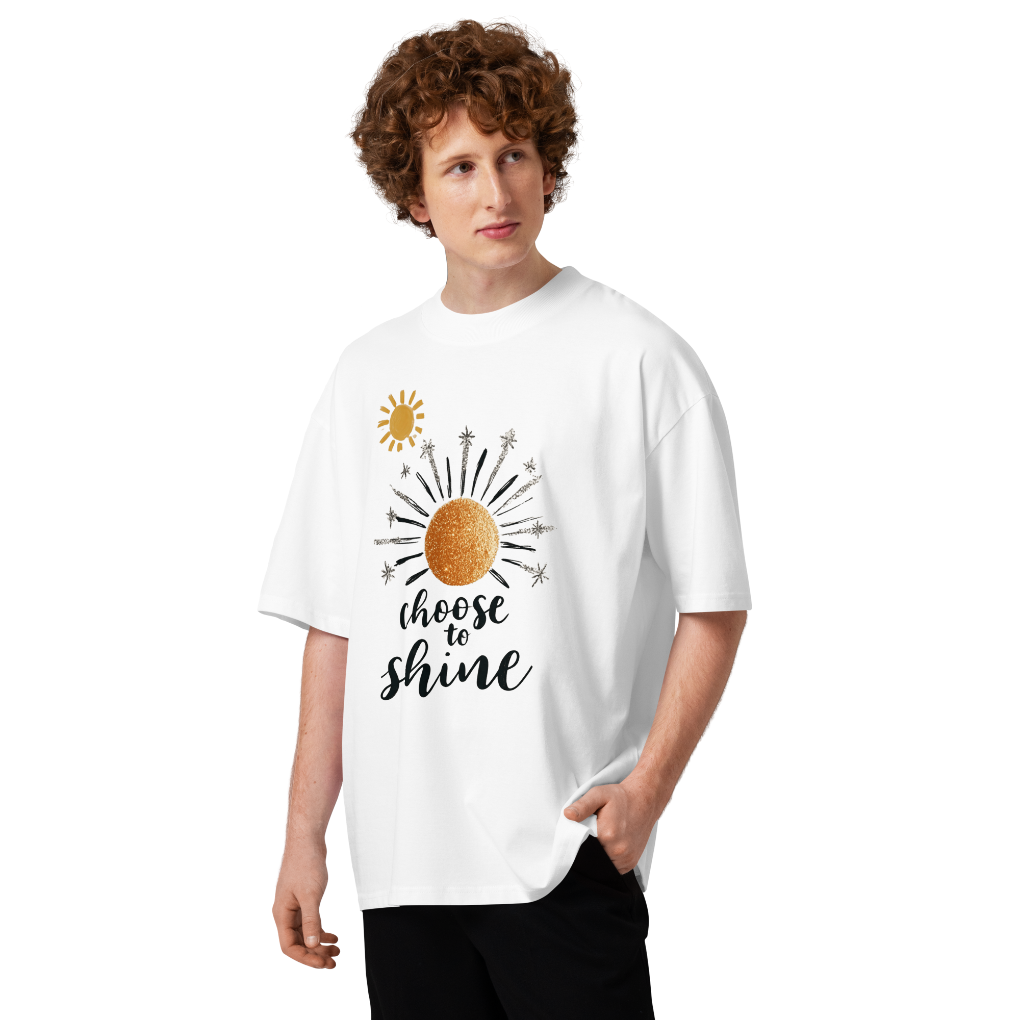 Unisex organic oversized high neck - "choose to shine" t-shirt - Image 3