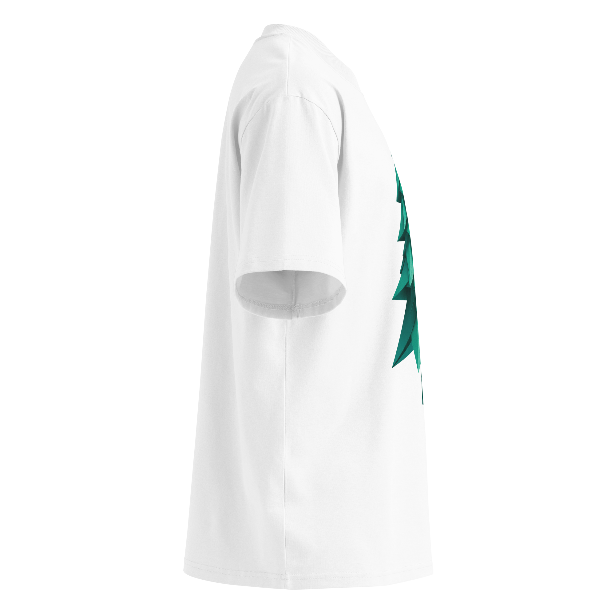 Unisex organic oversized high neck - "Emerald Origami Fold-Paper" t-shirt - Image 2